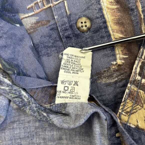 Woolrich Button Up Shirt Mens 2XL Blue Tropical Hawaiian Short Sleeve Vintage - Picture 8 of 9